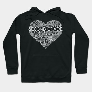 Second Grade Word Heart T-Shirt 2nd Grade Student Teacher Hoodie